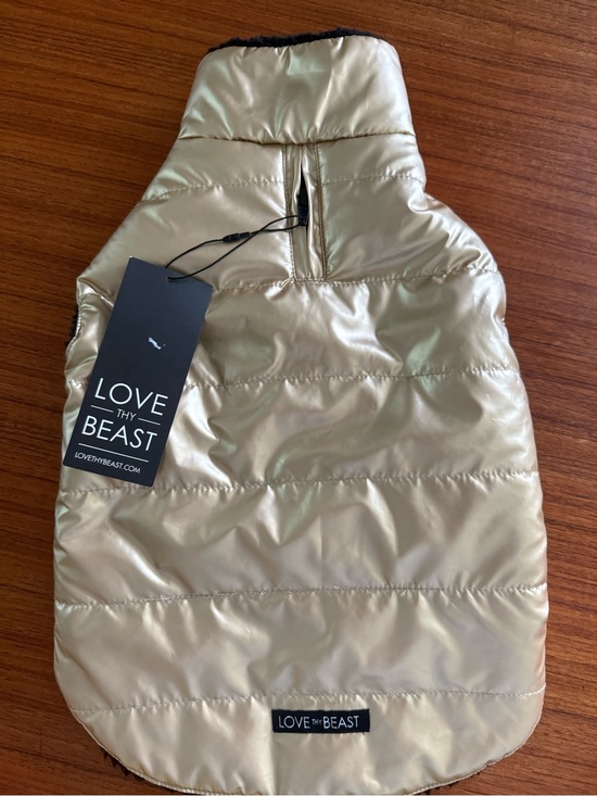 Love Thy Beast Other - Metallic Gold Puffer Dog Coat